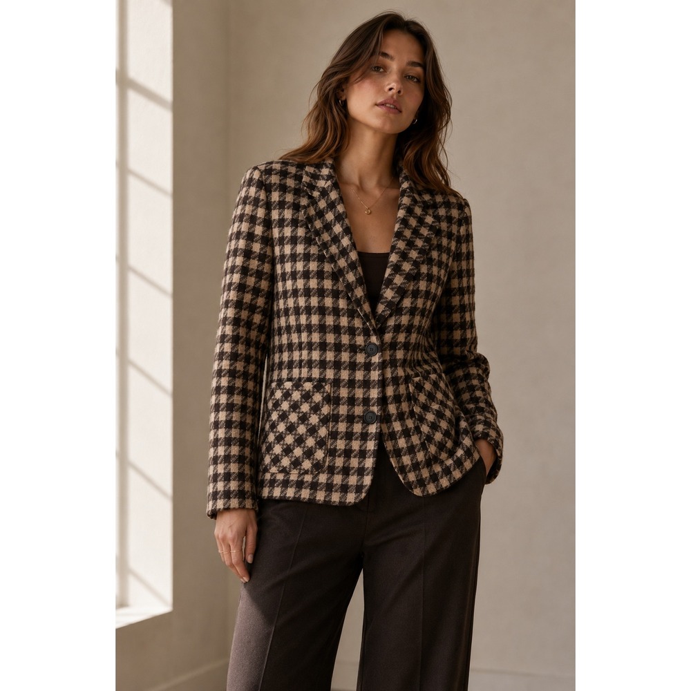Commense Brown Houndstooth Blazer Jacket Small NWT